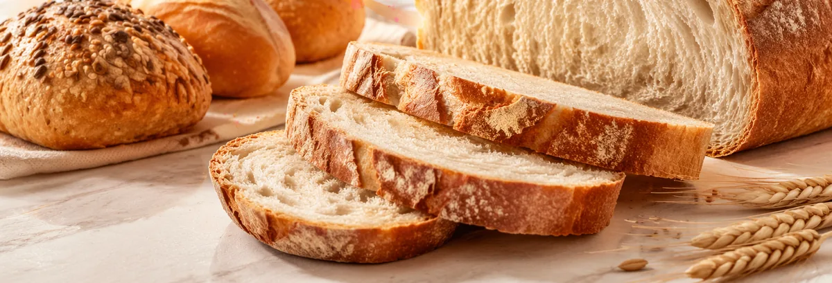 Pan de molde rebanado y panecillos, productos cuya fermentación depende de los azúcares que la levadura puede usar